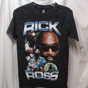 Unisex Rick Ross Black Graphic Rap Tee with Bold Design Size Small Petite NWT